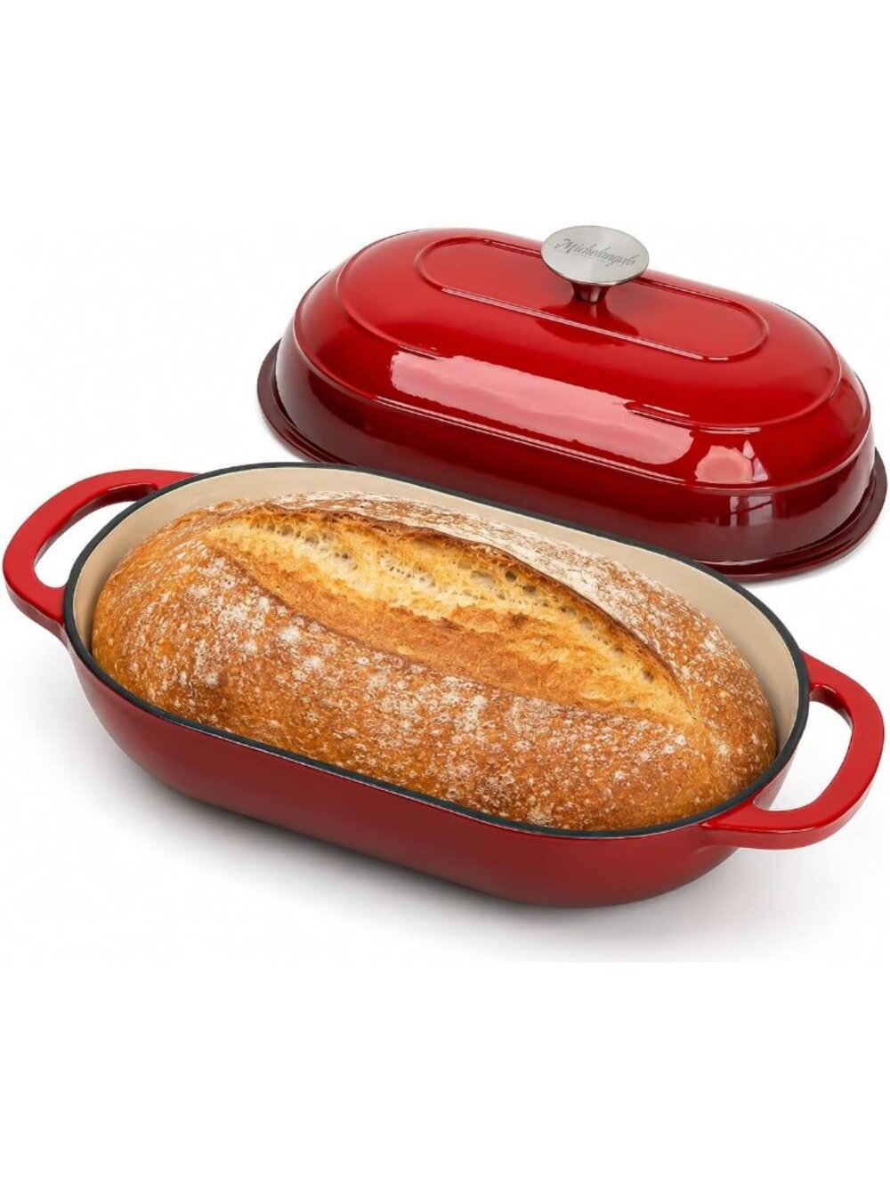 Enameled Cast Iron Oval Sourdough Dutch Oven with Lid - Perfect Bread Baker